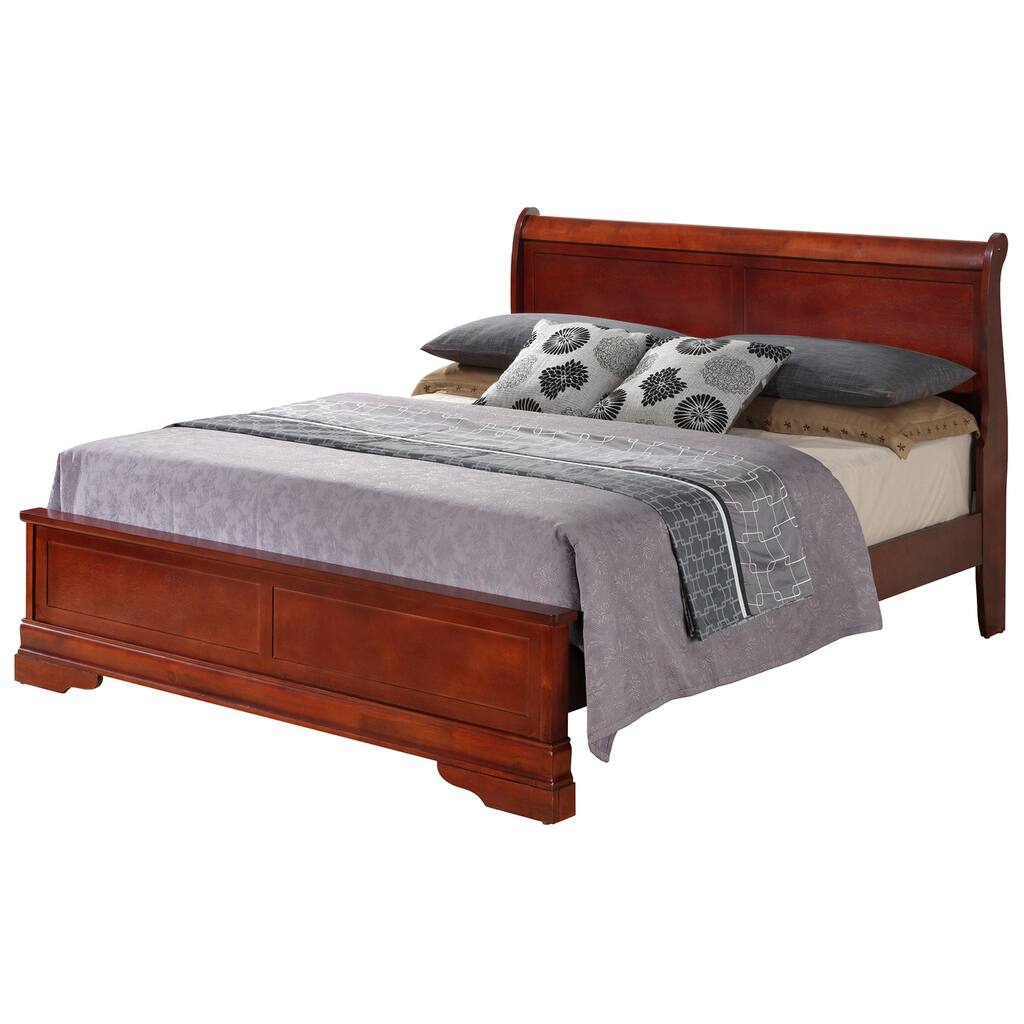 Cherry Panel Bed - Upholstered Sleigh Bed