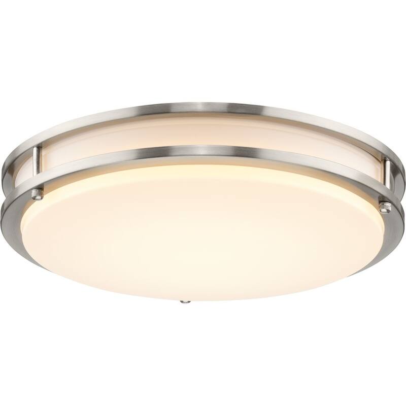 Abide Collection 5-CCT Integrated LED Brushed Nickel Contemporary 14" Medium Flush Mount Light - 14 in x 14 in x 2.83 in