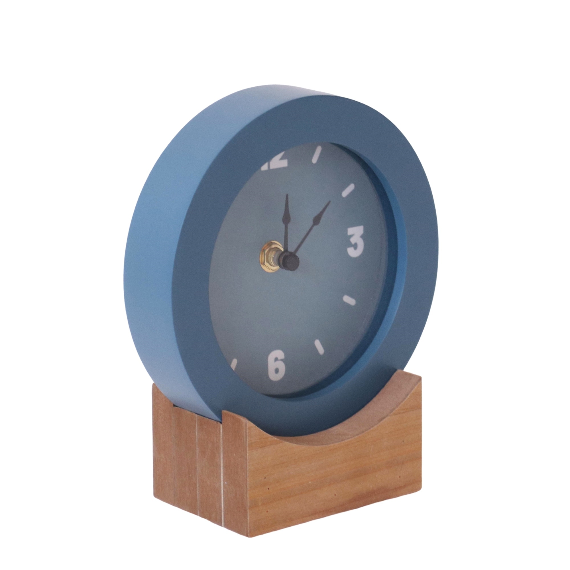 VIP Wood 7 in. Blue Table Top Modern Clock