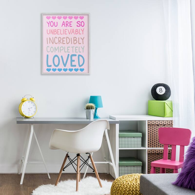 Stupell Incredibly Loved with Hearts Framed Giclee Art Design By Sweet Melody Designs