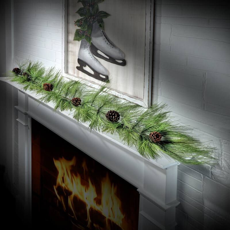 72" Long Leaf Pine Garland - Green