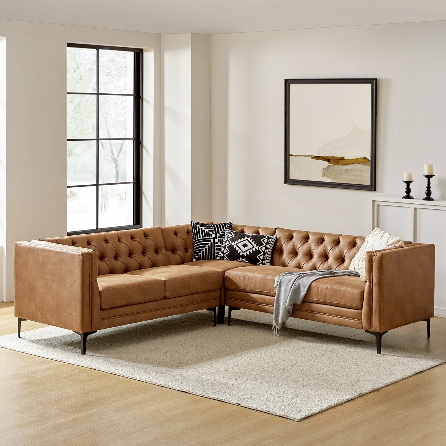 Brown leather corner suite discount