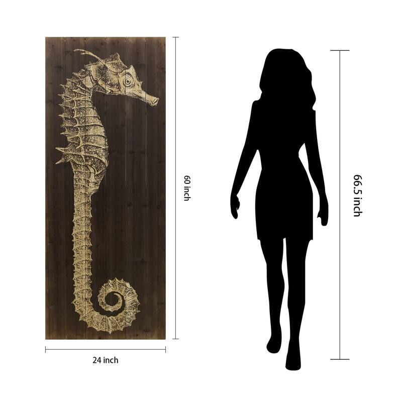 "Seahorse A" Arte de Legno Digital Print on Solid Wood Wall Art