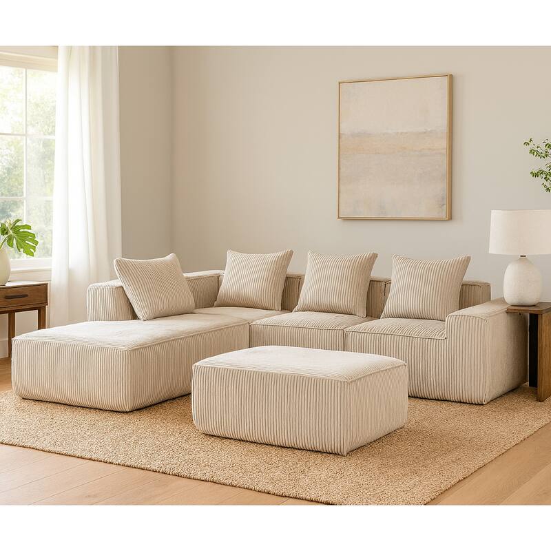 Multi person modular compression sofa that can be freely - Beige
