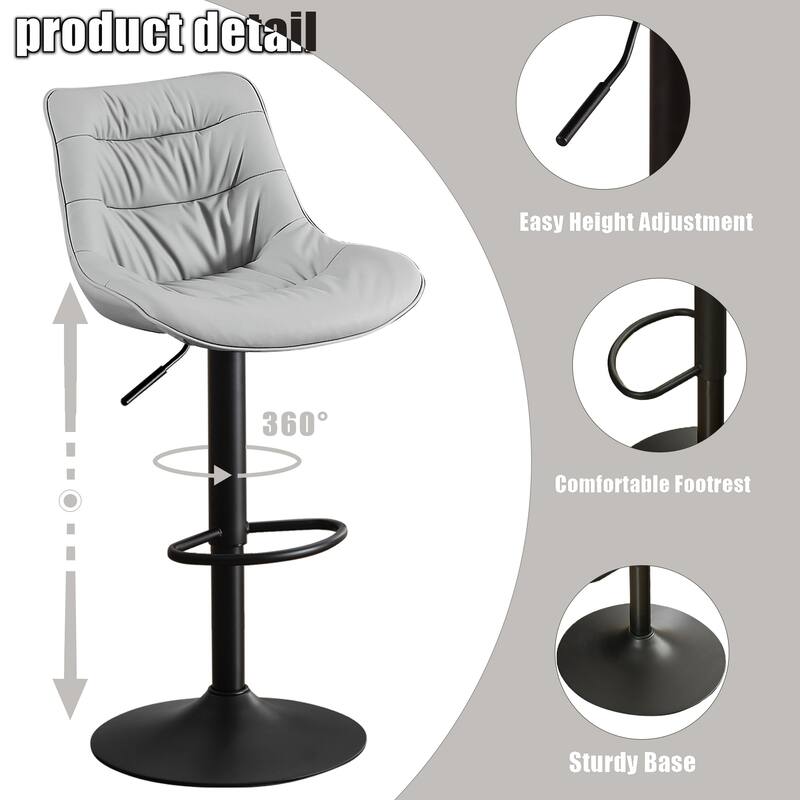 Modern Bar Stools Set of 2, Upholstered Counter Stools with Backrest