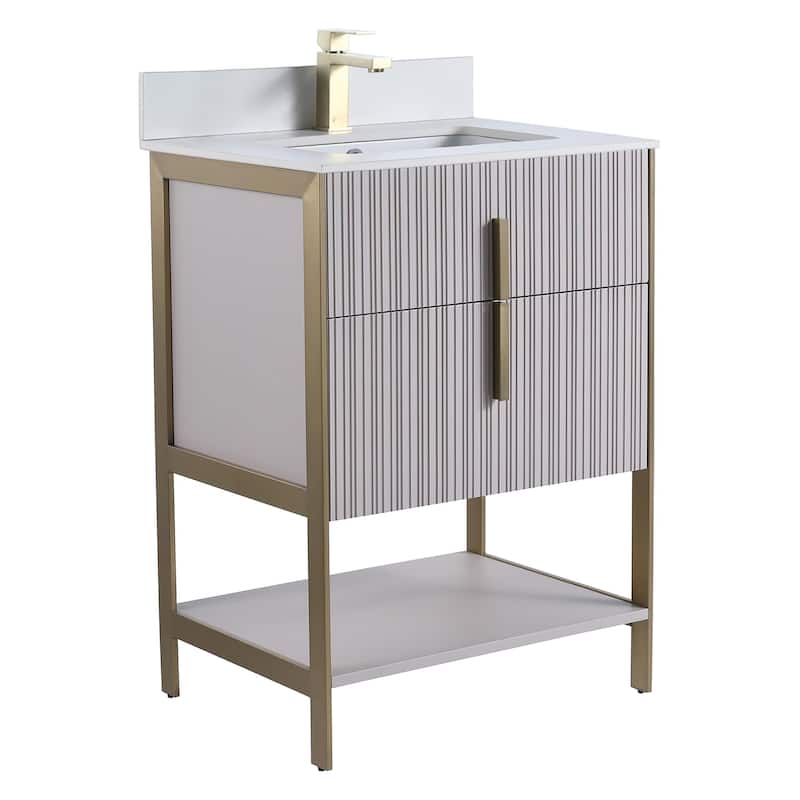 Fine Fixtures Serenity Modern Bathroom Vanity with White Stone Top