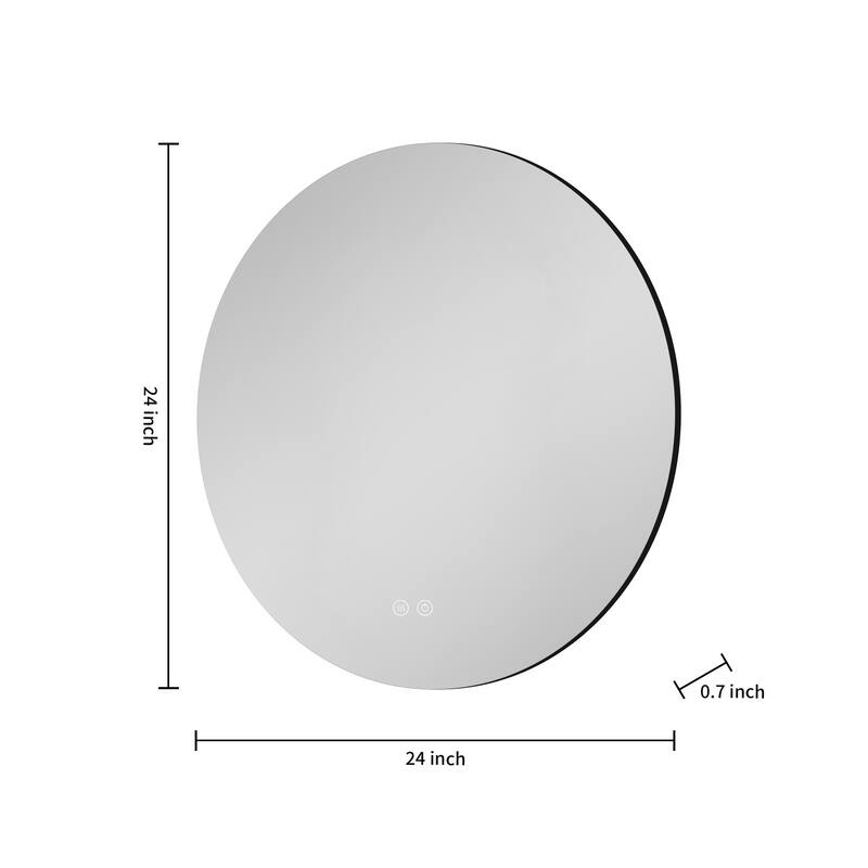 24 inch Mirror Hangs Black Metal Framed Bathroom Mirror