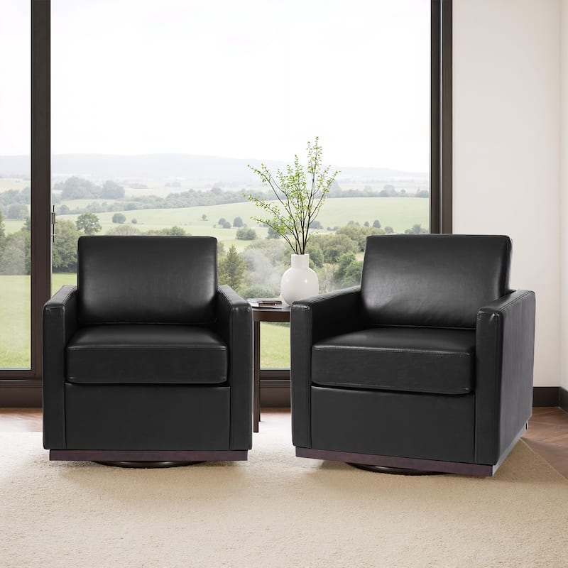 Set of 2 Modern Cozy Swivel Accent Chairs Upholstered Arm Chairs