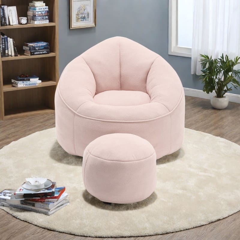 Microfiber High-Density Foam Bean Bag Lounge Chairs with Removable Footrest