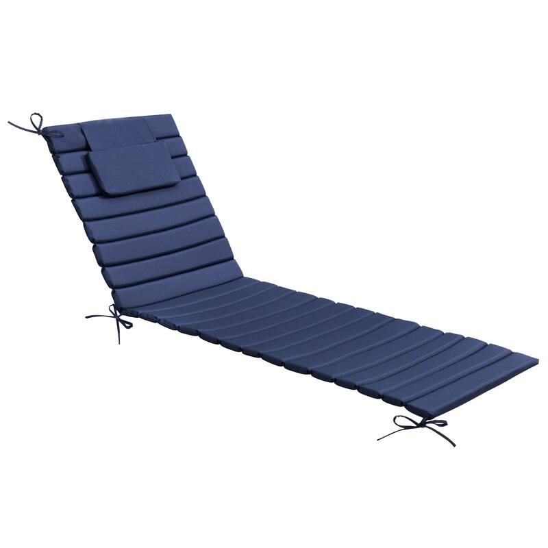 Pellebant Outdoor Chaise Lounge Cushions Patio Lounger Pad with Straps - 1PC-79.9'' - NavyBlue