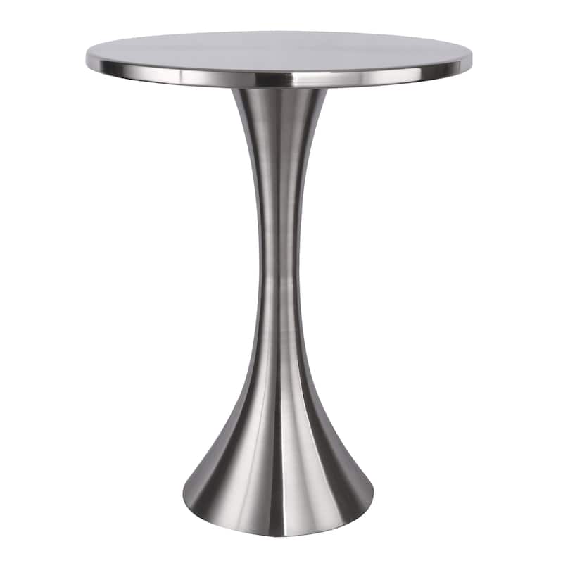 Lenuxe 24" Metal Accent Table - Brushed Nickel