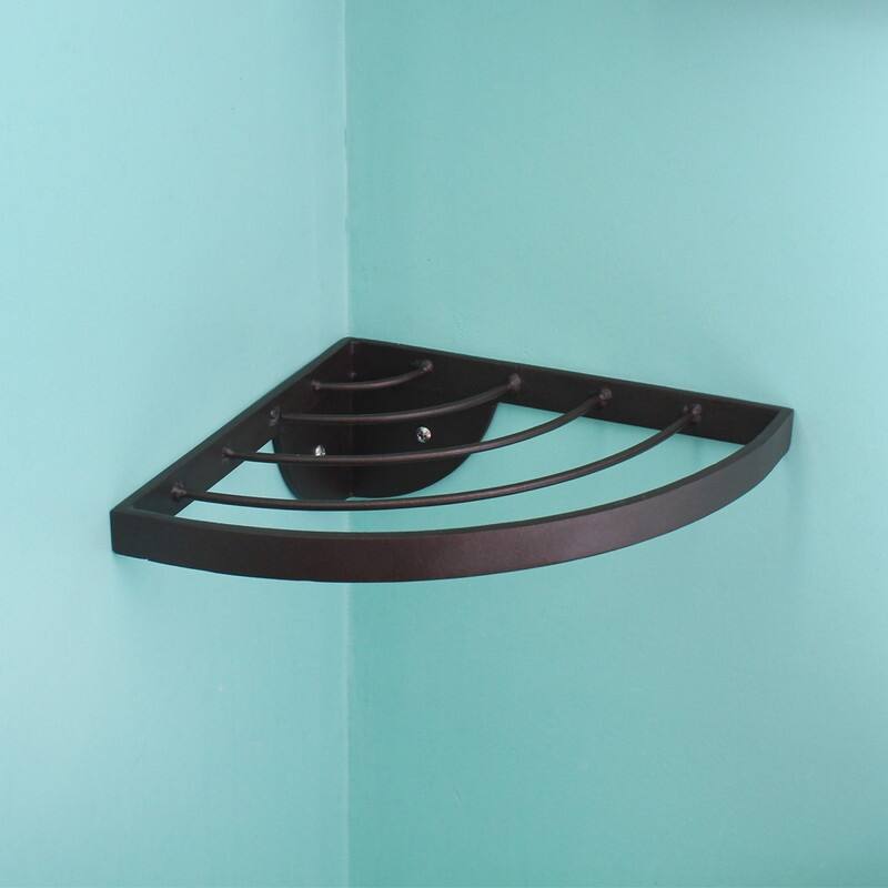 Achla Designs 11.8" W Quarter-Round Roman Bronze Wrought Iron Corner Wall Plant Shelf, Powder Coated Finish, Home Accessory