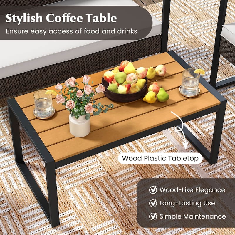 Costway 4 Piece Patio Furniture Set with Cushioned Chairs & Wood - See Details