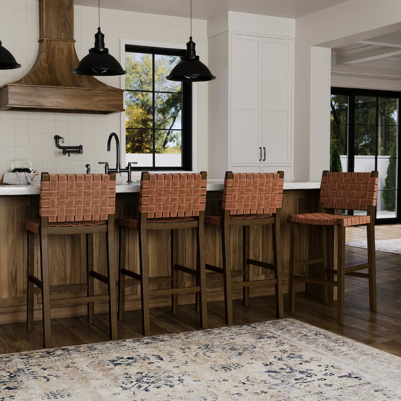 Maven Lane Noah Kitchen Dining Stool with Vegan Leather