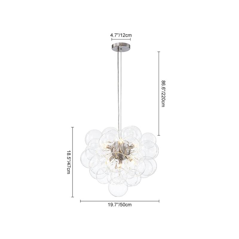 Glam 6-Light Dimmable Cluster Glass Globe Bubble Chandelier