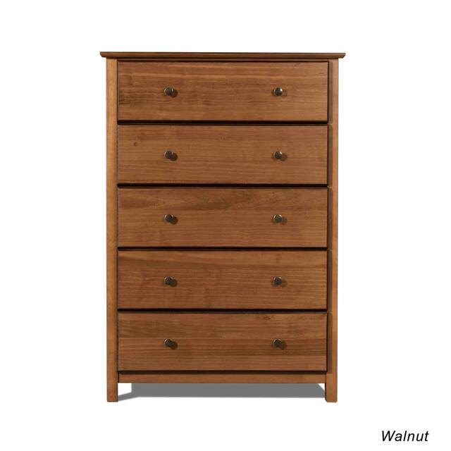 Grain Wood Furniture Shaker 5-drawer Solid Wood Chest