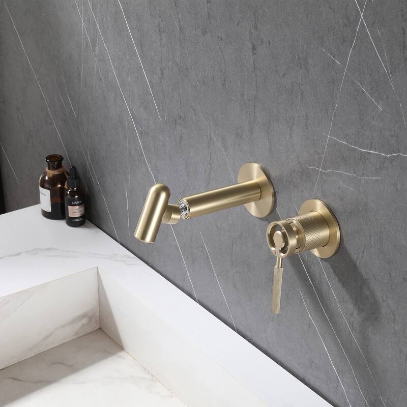 Solid Brass Wall Mounted 360° rotation Single-Handle Bathroom Faucet