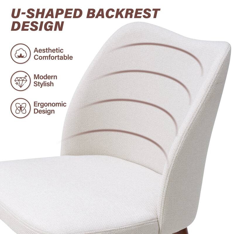 Modern Upholstered Dining Chairs with Padded Seat and Wood Legs
