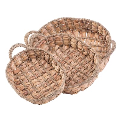 Seagrass Fruit Bread Basket Tray with Handles