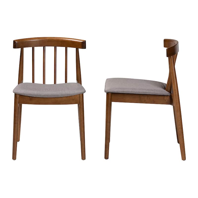 Mid-Century Beige Fabric Dining Chair Set by Baxton Studio