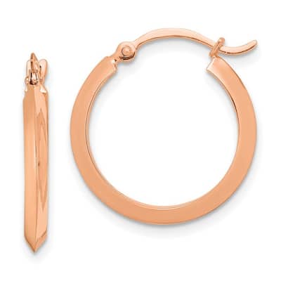 Curata 14k Rose Gold Polished Hoop Earrings - 19.5x2.25mm