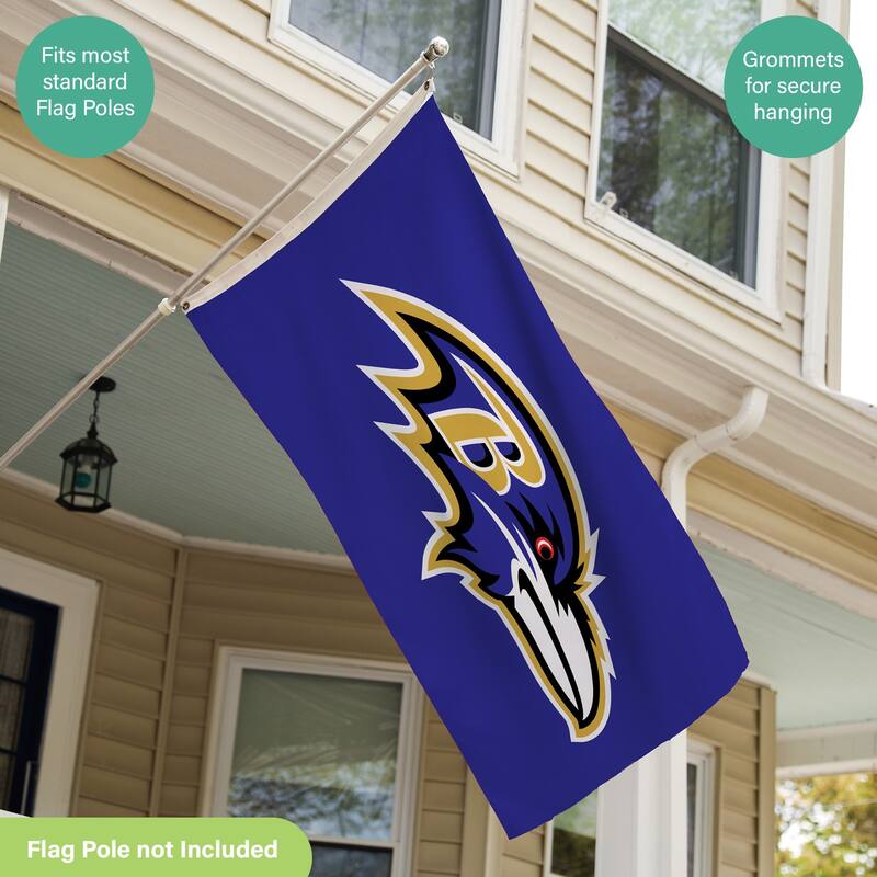 Baltimore Ravens Single Sided Flag w/ 2 Grommets, 3'x5'
