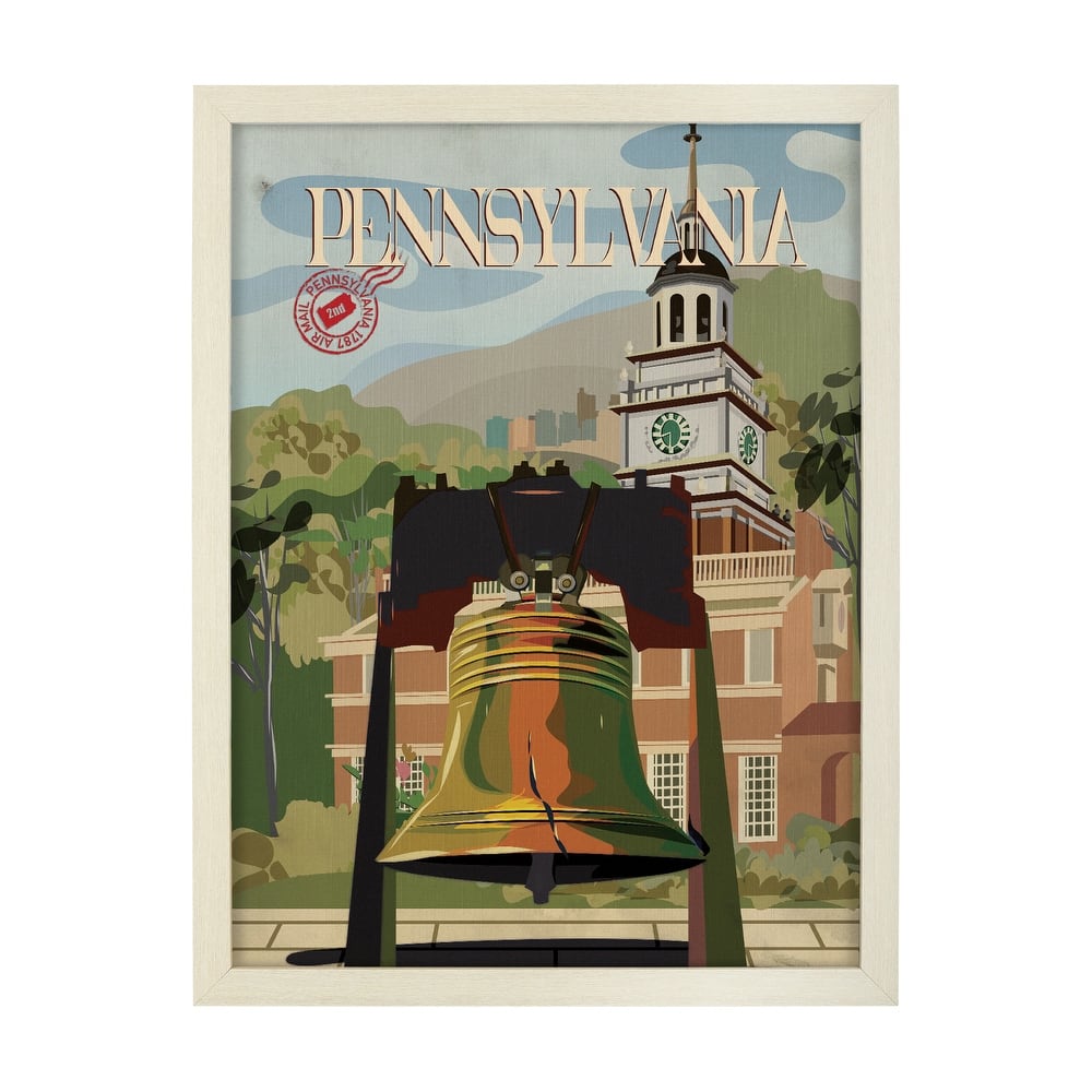 Pennsylvania Go USA by Mercana Studio a Hand Embellished Decograph Framed Art Print