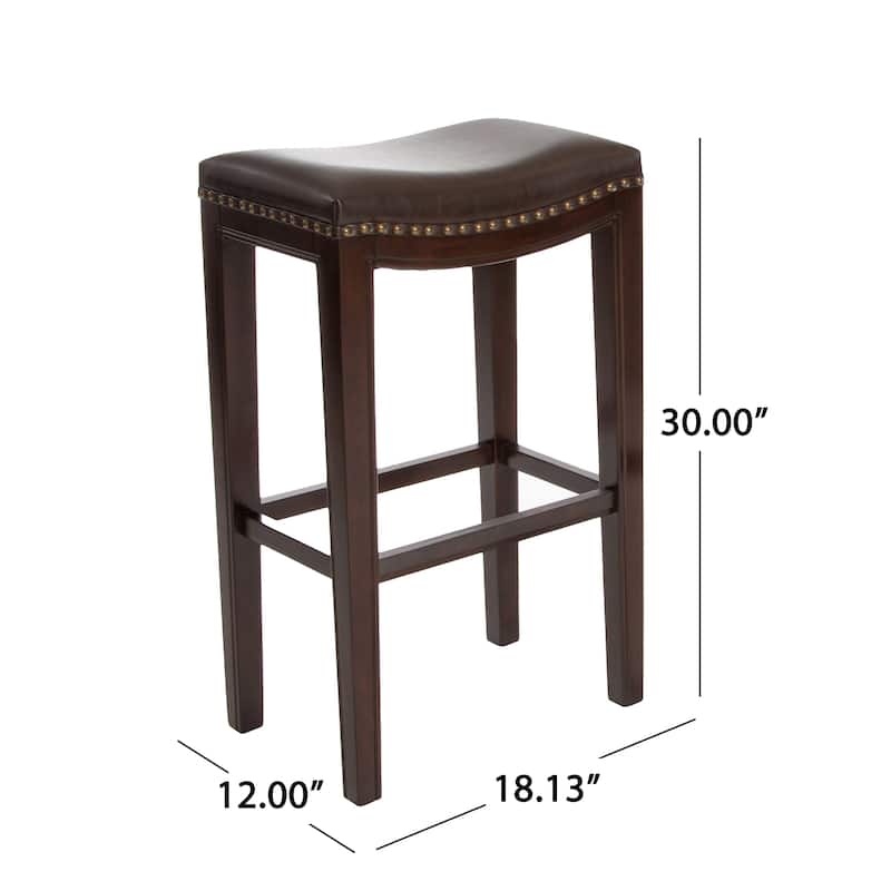 Avondale Brown Bonded Leather Backless Bar Stool (Set of 2) by Christopher Knight Home