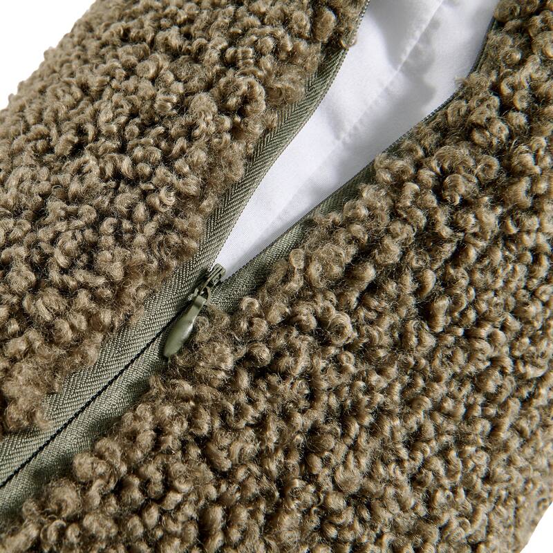 HiEnd Accents Teddy Textured Boucle Decorative Pillow with Down Insert, 18" x 18"