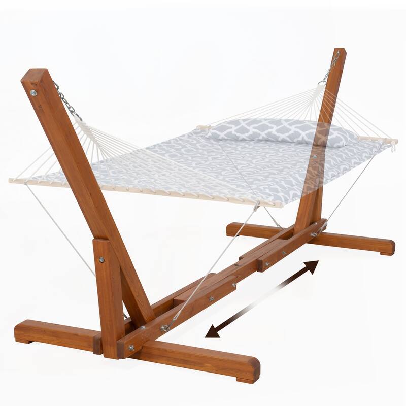 12-14 ft. Adjustable Wood Hammock Stand with Hooks and Chains - adjustable 12-14 ft.