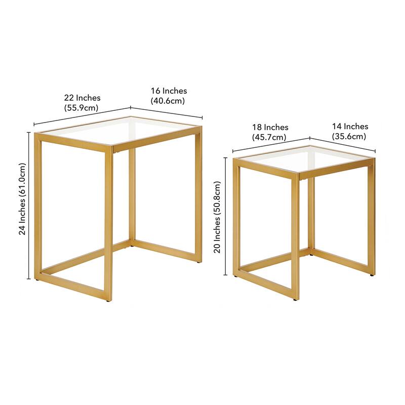 Rocco Rectangular Nested Side Table - 22" Wide