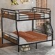 preview thumbnail 14 of 37, Metal Bunk Bed Retro Black Bed Frame with Ladder and Guardrail, Industrial Detachable Bunkbeds Convertible 2 Platform Beds