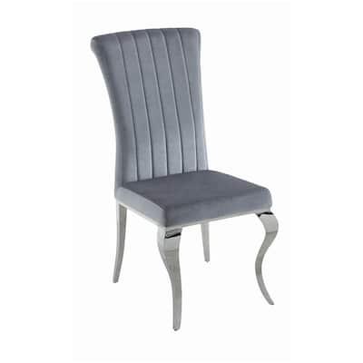 Metal Dining Chairs Set of 4 with Gray Upholstery, Cabriole Legs, Elegant Dining Seating - 19