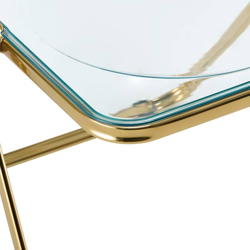 Lawrence Set of 4 Modern Foldable Transparent Acrylic Gold Chrome Folding Chair for Multipurpose Spaces - 30"
