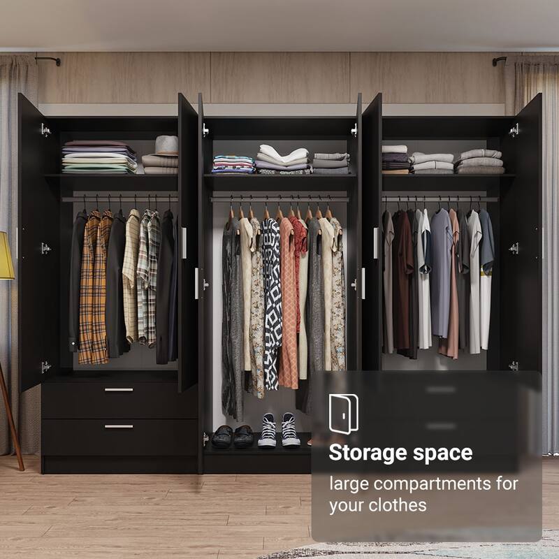 MADESA 6 Doors 4 Drawers Wardrobe Set Bedroom Storage Cabinet
