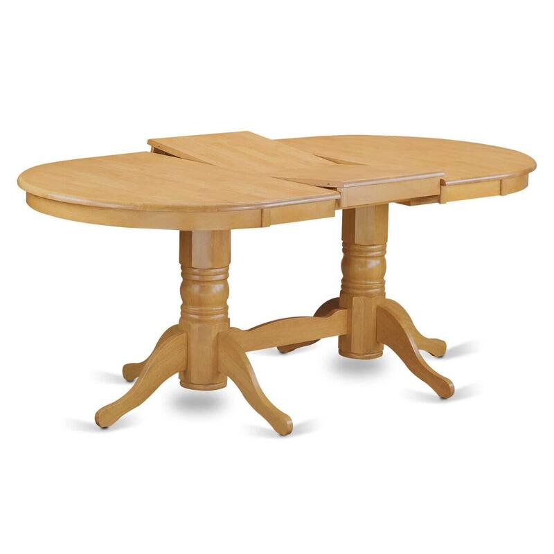 7Pc Dinette Set - Oval Dining Table with Leaf & 6 Parson Chairs - Oak Finish - 76.3