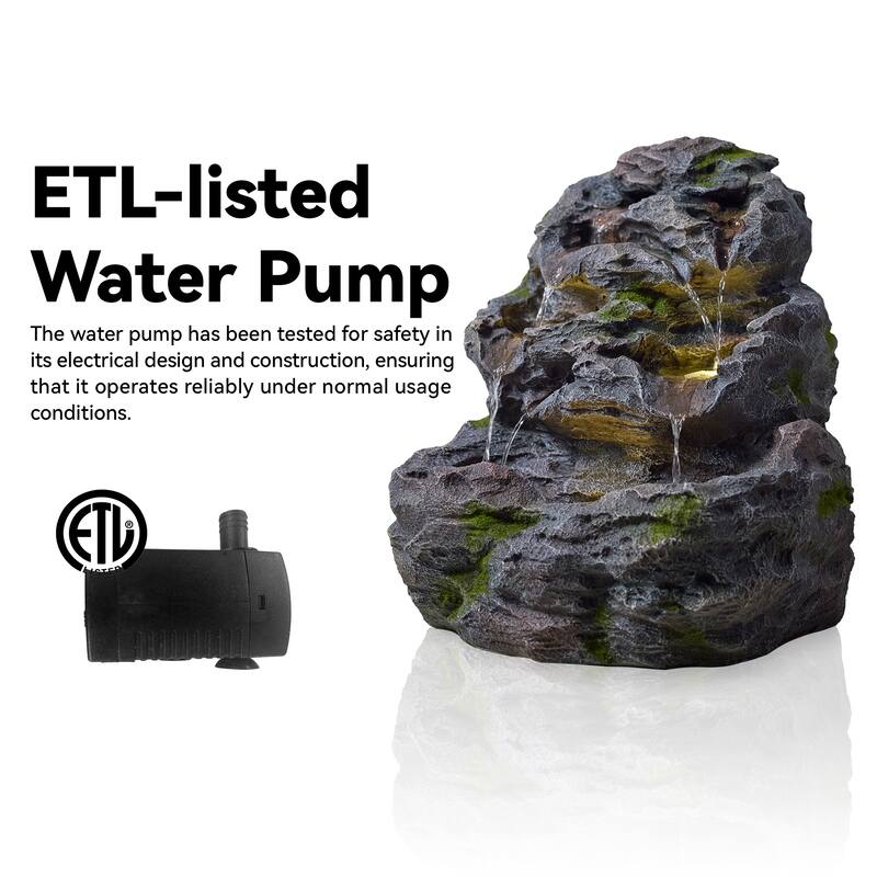 Polyresin Outdoor 3-Tier Rainforest Cascading Weather Resistant Waterfall Fountain