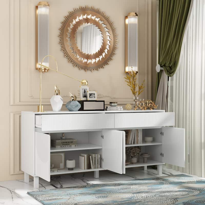 Console Table Accent Organize in Style - 2-Drawer White Floor Cabinet - 63"W