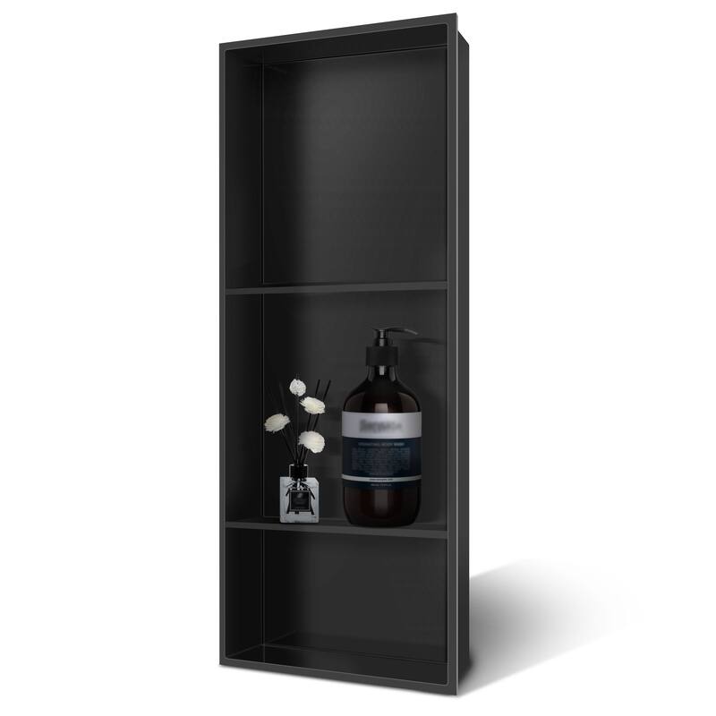 WIZ 12.8-inch W x 30.8-inch H x 4-inch D Stainless Steel Shower Niche - N/A - Black