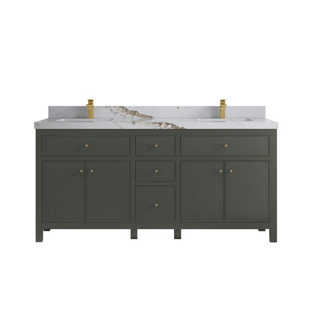 Willow Collections 72 in W x 22 in D Sonoma Free Standing Reeded Double Sink Bathroom Vanity with Countertop