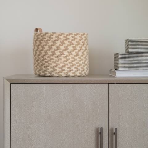 All-Natural Wool Ink-Drop Leather Loop Basket