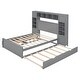 preview thumbnail 22 of 92, Platform Bed with All-in-One Cabinet & Sockets, Wooden Slats Support Bed Frame with 2 Drawers & Trundle-No Box Spring Required