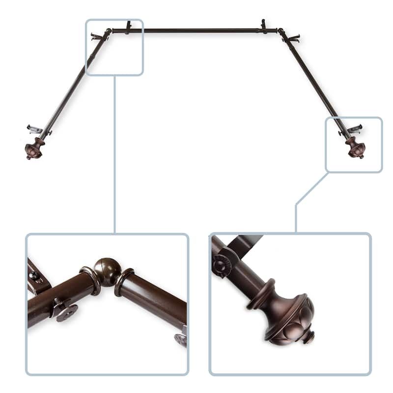 InStyleDesign Noah 13/16" Bay curtain rod 20"-36", 38"-72" - Cocoa