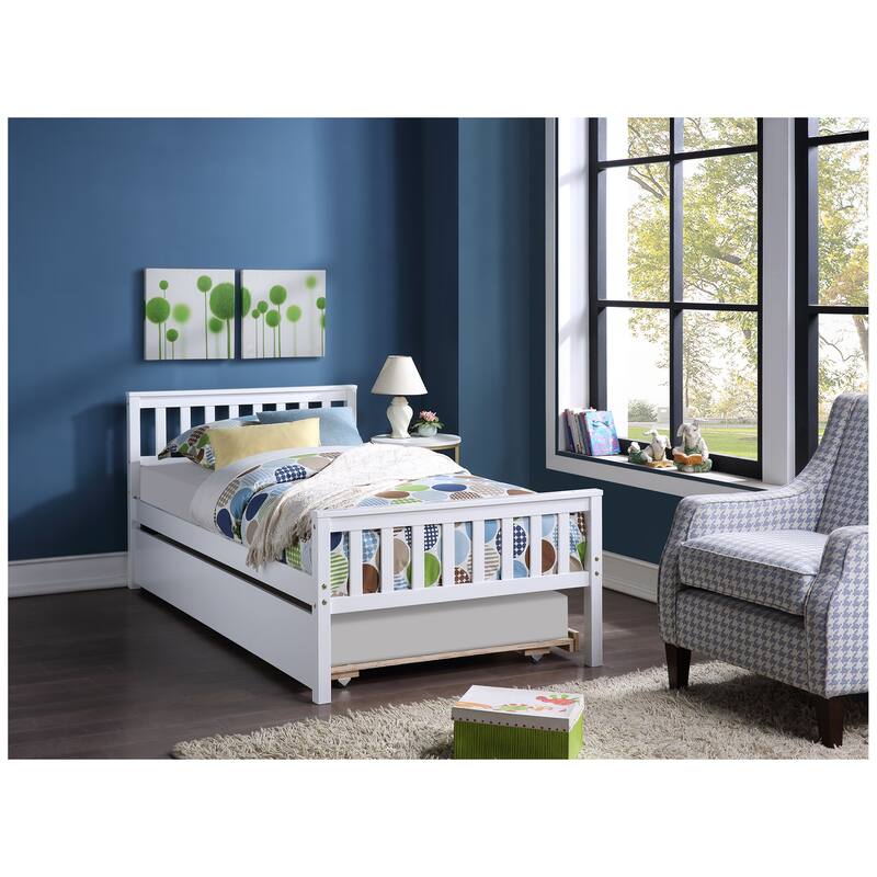 Twin Platform Bed with Trundle and Footboard for Bedroom