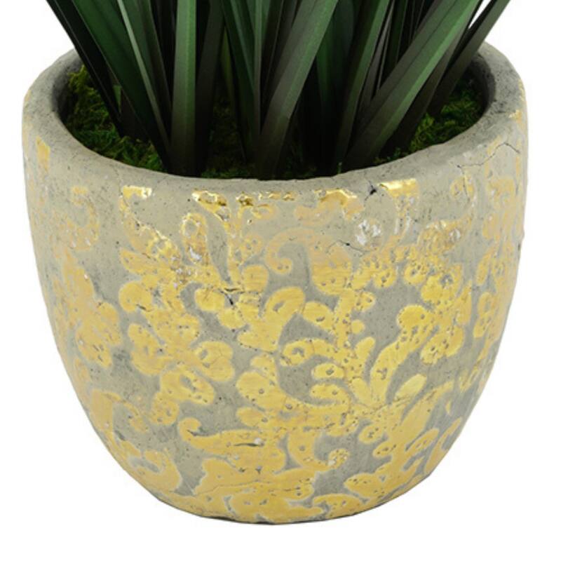 Faux PVC Grass in Gold Foil Ceramic Vase - 27"