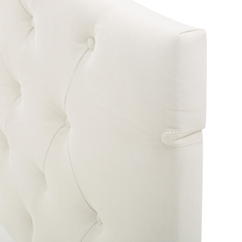 Queen Size Tufted Upholstered Headboard with Adjustable Height and Metal Legs, Modern Button Design