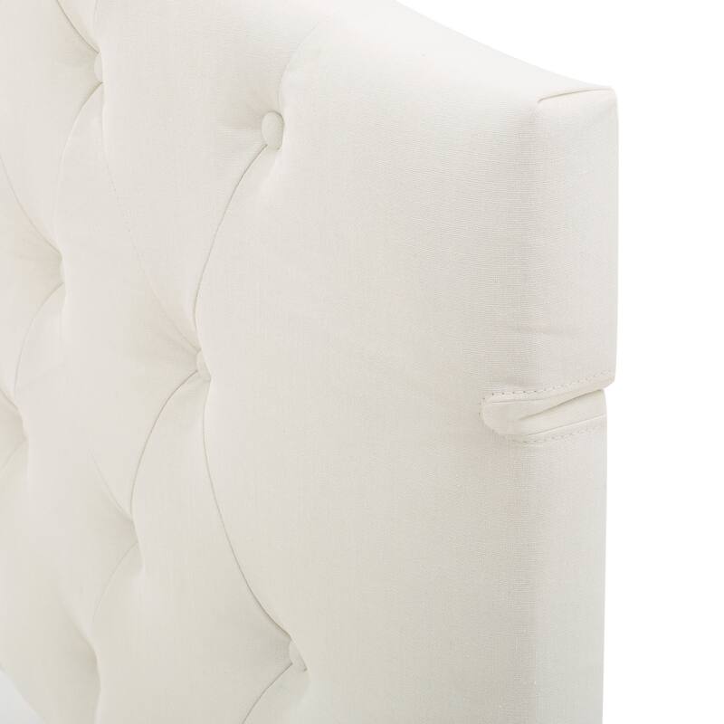 Tufted Upholstered Headboard Queen Size, Solid Wood Head Board with Durable Metal Legs