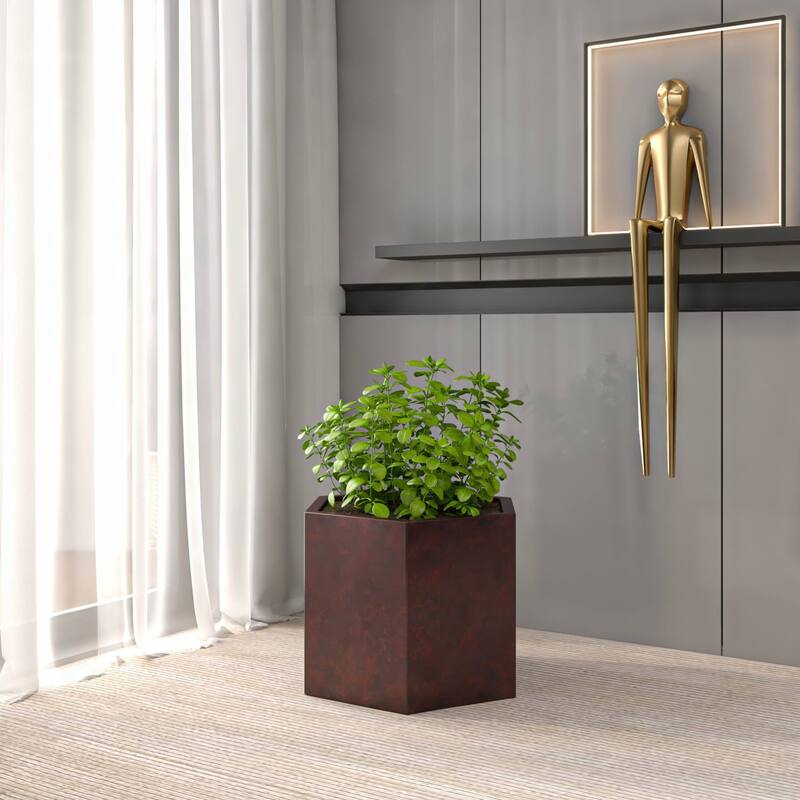 Thicket Hexagonal Fiberstone and MgO Clay Planter Pot Set with Drainage for Indoor Outdoor Home Office Patio Porch Yard Garden