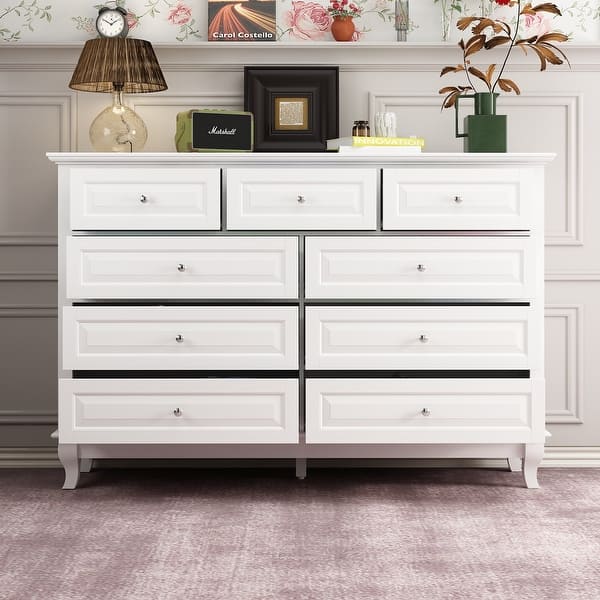 Modern 9-Drawer Dresser: Stylish Storage Solution in White or Black - Bed  Bath & Beyond - 39082583
