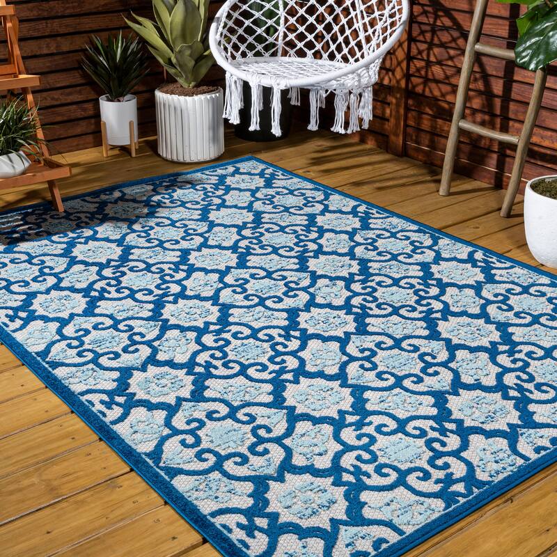 JONATHAN Y Crisantemo Tile Trellis High-Low Indoor/Outdoor Area Rug